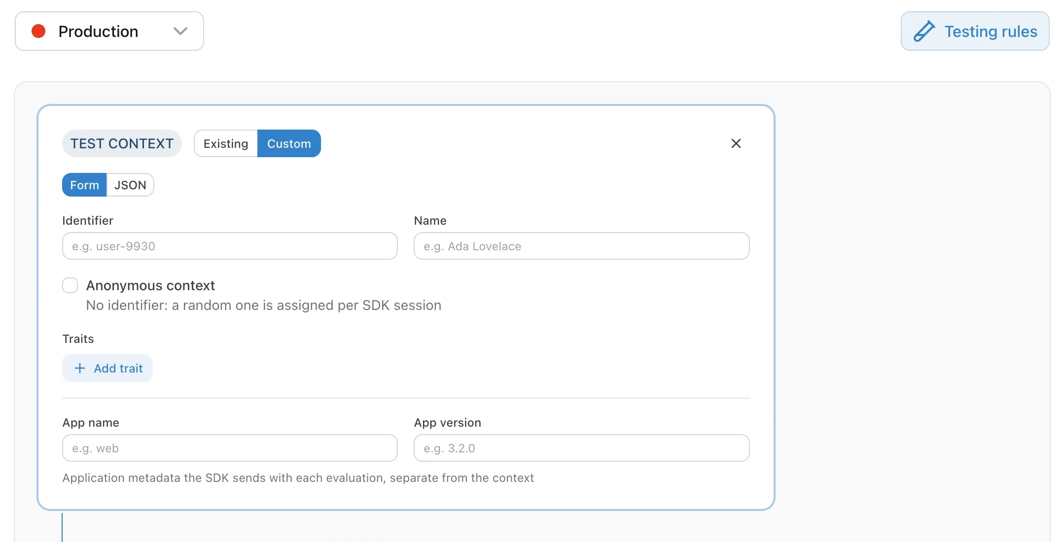 Enter a custom context