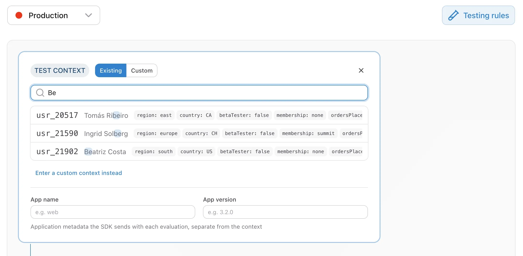 Search for a context