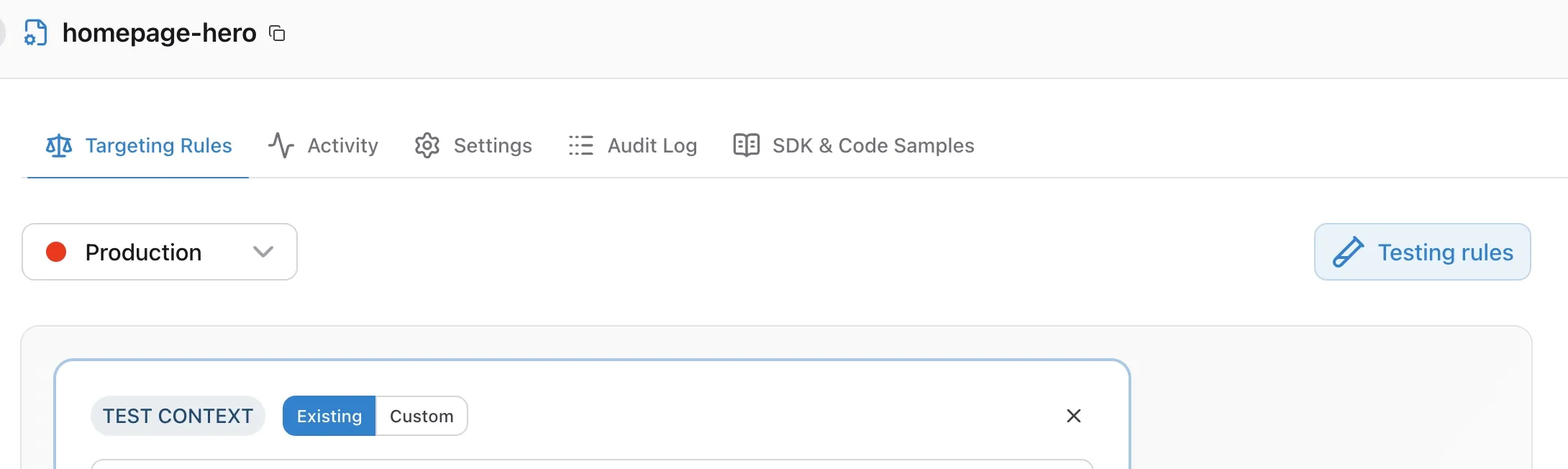 Testing rules button